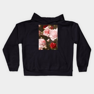 Pink & Red Roses All Over Print Kids Hoodie